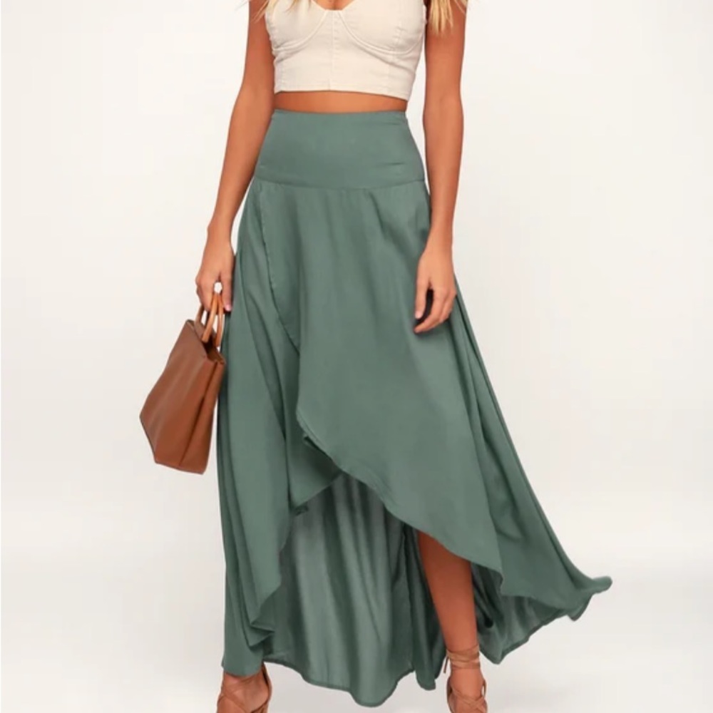 O'Neill High Low Skirt in Sage Green